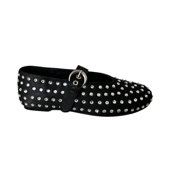 Mary Jane Sparkly Rhinestones Ballet Flats with Buckle Strap Size: 9 1/2 - Picture 1 of 6